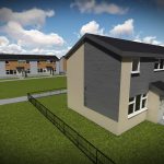 Cynlluniau ar ddangos ar gyfer dyfodol yr ystad dai hon..