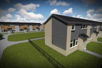 Cynlluniau ar ddangos ar gyfer dyfodol yr ystad dai hon..