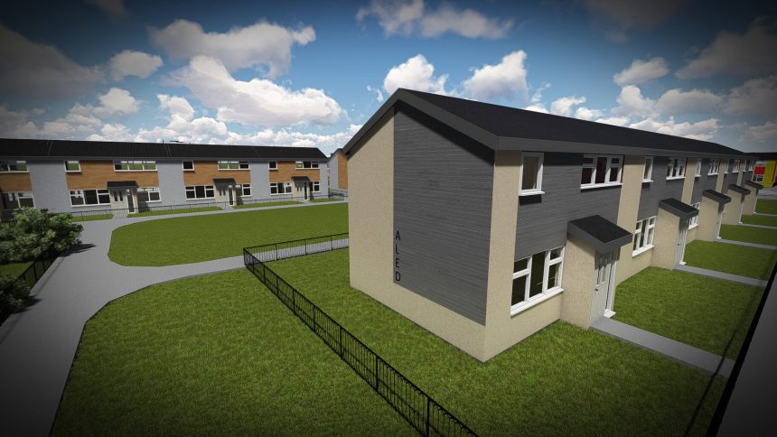 Cynlluniau ar ddangos ar gyfer dyfodol yr ystad dai hon..