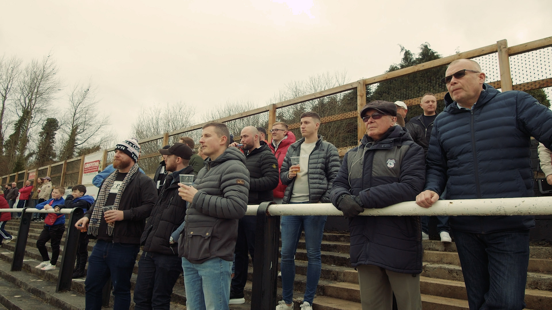 Football supporters on the terraces at Merthyr Tyfdil