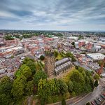 Wrexham city aerial view