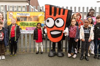 St Mary's pupils during International Walk to School Month