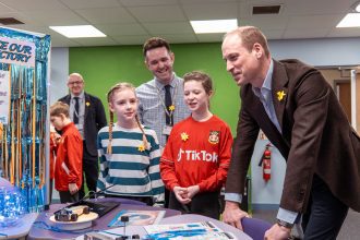 His Royal Highness Prince Williams meets schoolchildren at All Saints School in Wrexham
