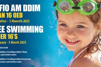 Waterworld 
Dydd Mercher / Wednesday 12:00-13:00
Dydd Sadwrn / Saturday 15:00-16:00 
Dydd Gwener / Friday 13:00-14:00 (Nofio i'r Teulu/Family Swim) 
Gwyn Evans
Dydd Mawrth / Tuesday 14:00-15:00
Dydd Sul / Sunday 13:00-14:00
Dydd Iau / Thursday 14:00-15:00 (Nofio i'r Teulu/Family Swim) 
Chirk
Dydd Sul / Sunday 13:00-14:00
Dydd Llun / Monday 11:00-12:00 (Offer Gwynt/Inflatable)
Dydd Gwener / Friday 13:00-14:00 (Nofio i'r Teulu, Fflotiau a Rafftiau/Family Swim, Floats and Rafts)