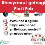 Annog trigolion Wrecsam i ymuno ag ymgyrch "Fix It Feb" Caffi Trwsio Cymru