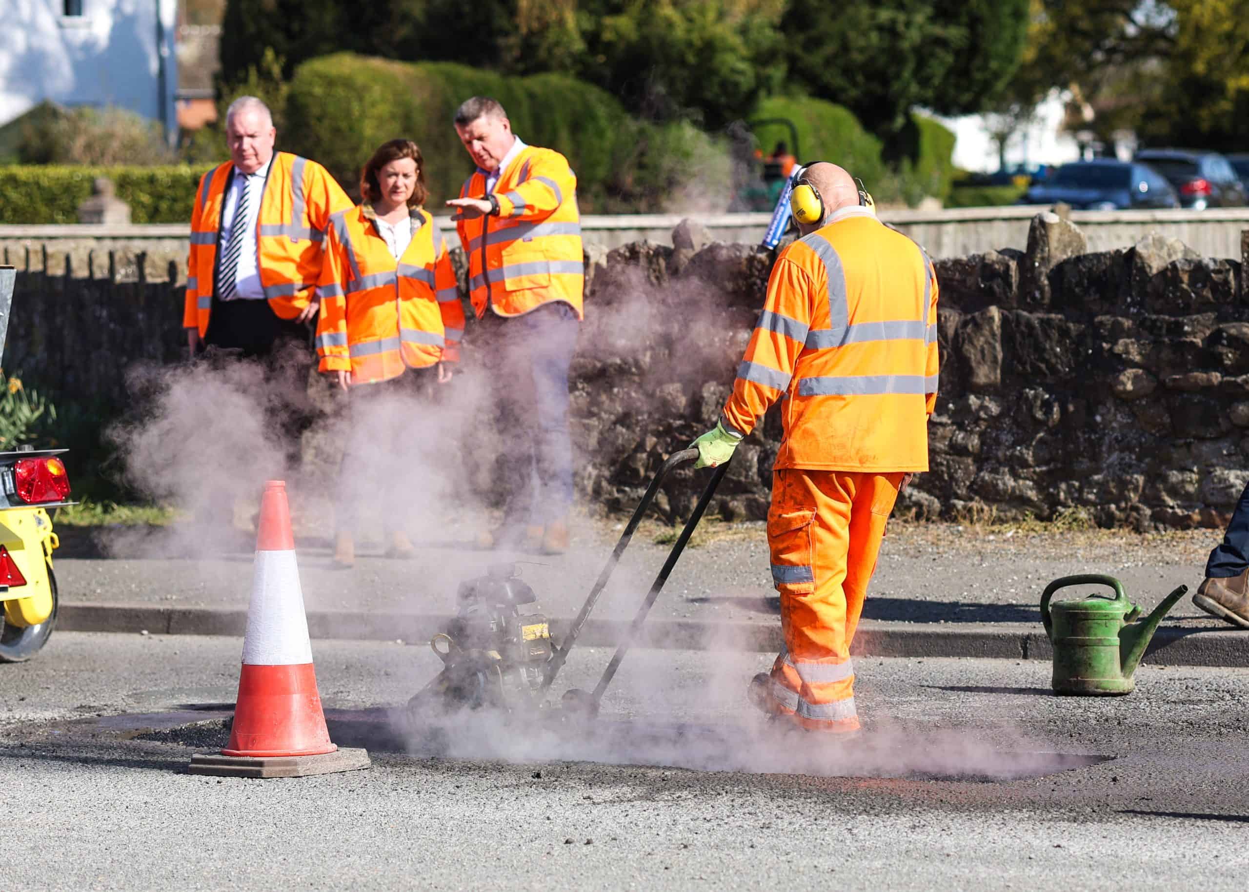 First Minister visits Wrexham to see road maintenance work