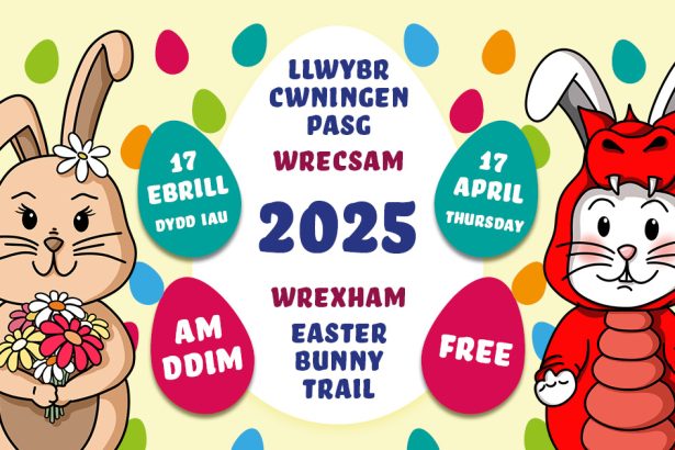 Llwybr Cwningen Pasg Wrecsam yn dod i Ganol y Ddinas y mis hwn!