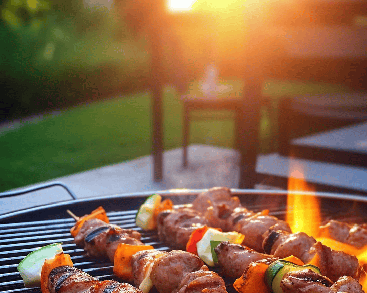 barbecue cooking in warm weather