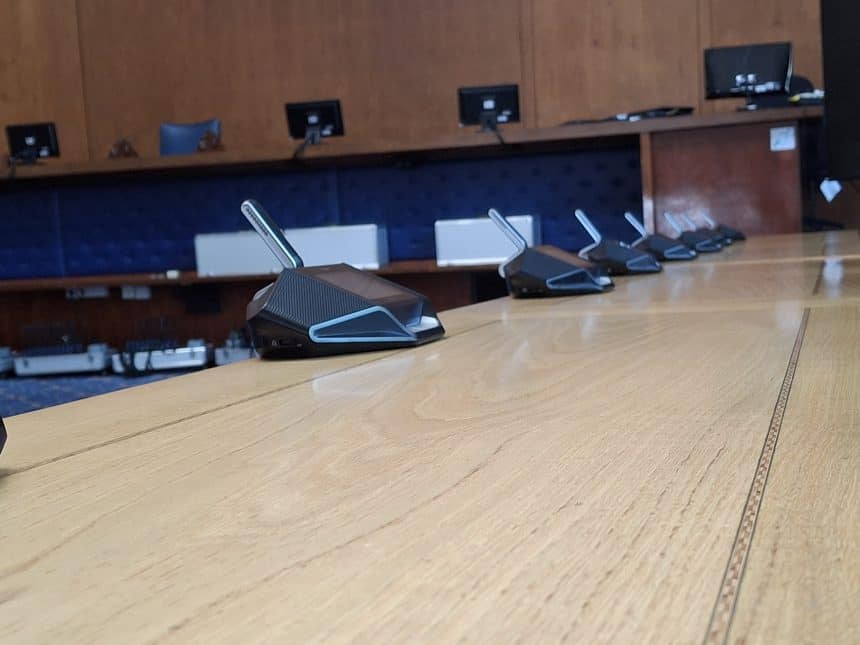 The Council Chamber at the Guildhall in Wrexham