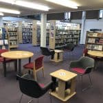 Wrexham library with seating area