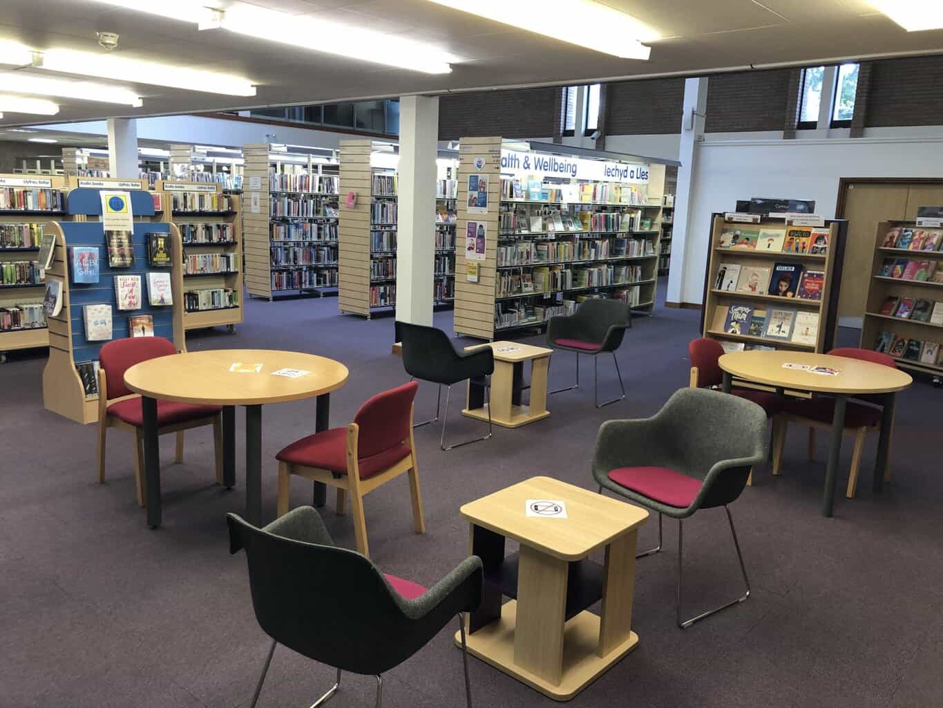 Wrexham library with seating area