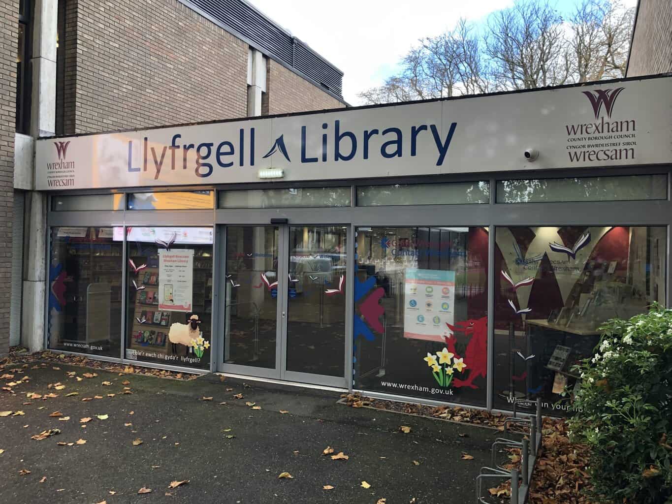 View of the entrance to the Wrexham library