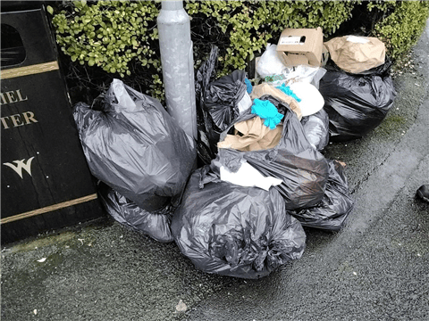 Fly-tipping next to public litter bins