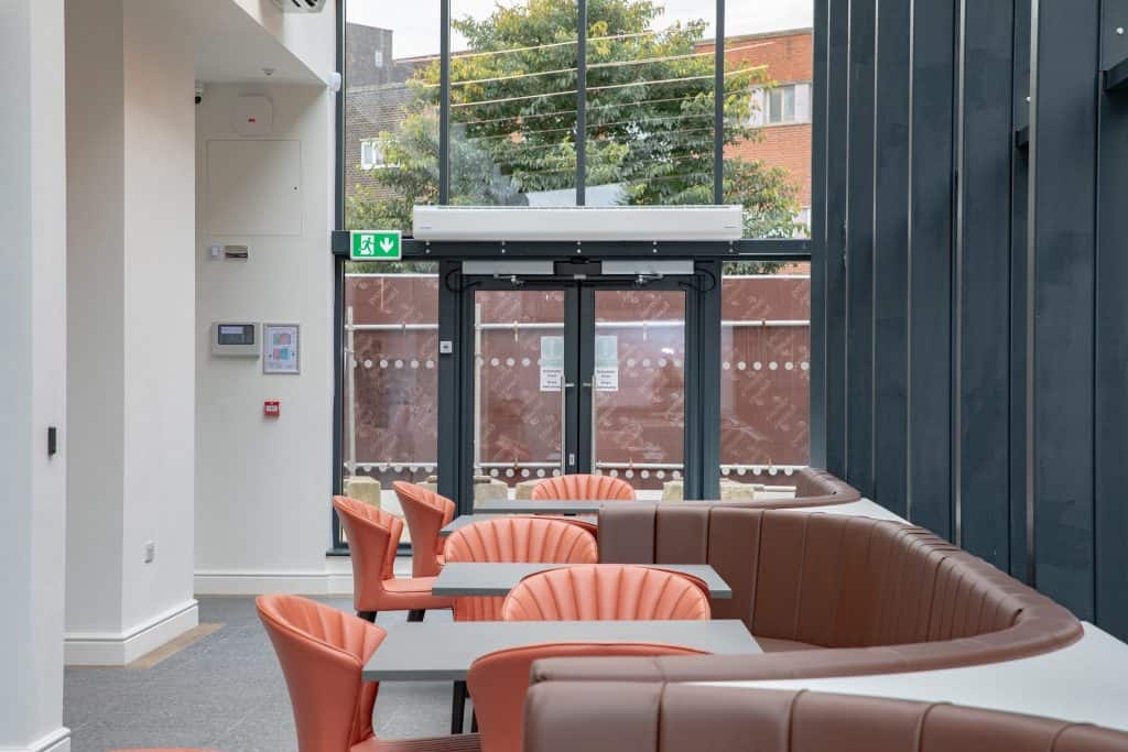 Wrexham Old Library glass cafe area
