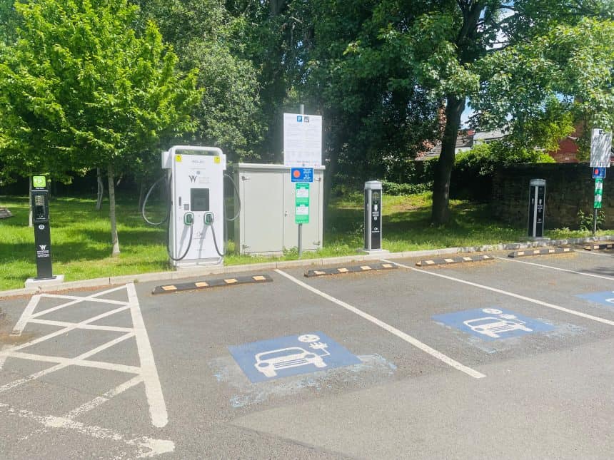 Electric vehicle chargers - Library car park