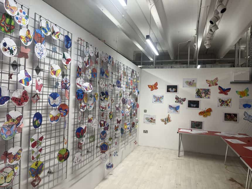 Butterfly trail entries displayed at Tŷ Pawb