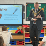 Mayor delivering first aid training to the pupils of St Paul's school