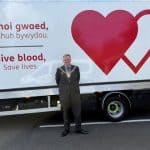 Mayor at the Welsh Blood Service donation clinic