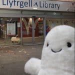 Horace outside Wrexham Library